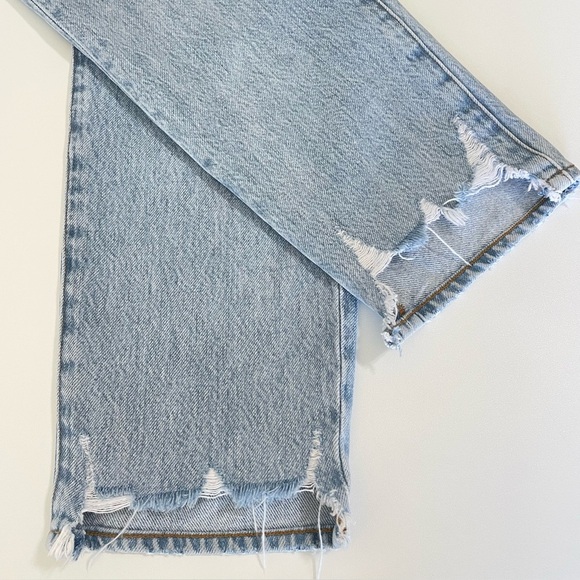 Frame Le Original Slim Straight Jean Distressed Light Wash Rigid Denim Clash 27 - Picture 10 of 16